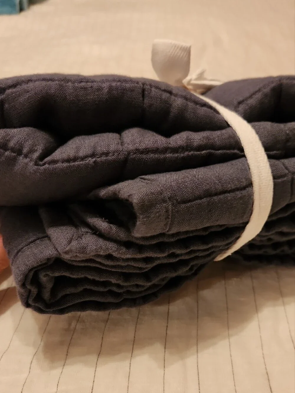 Quince Box Quilted Linen Euro Sham Nightfall Dark Grey NWOT